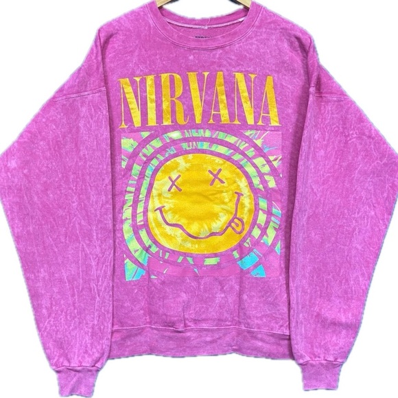 NIRVANA Tops - NIRVANA Women’s Pink Mineral Washed Crewneck Sweatshirt Size L